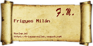 Frigyes Milán névjegykártya